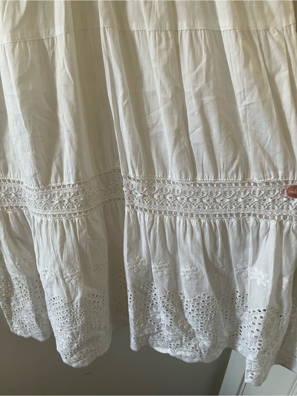 Vintage White Eyelet Midi Dress Small 100% Cotton Sleeveless Cottagecore Coastal - Picture 4 of 6
